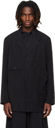 Y-3 Black Crinkled Viscose Chore Blazer