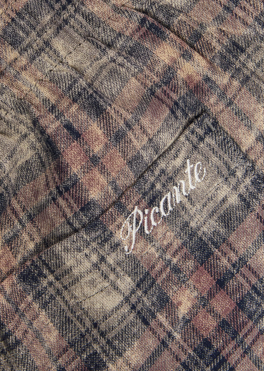Picante Rocco Checked Cotton Shorts Brown