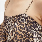 GANNI Women's Printed Cotton Midi Strap Dress in Leopard