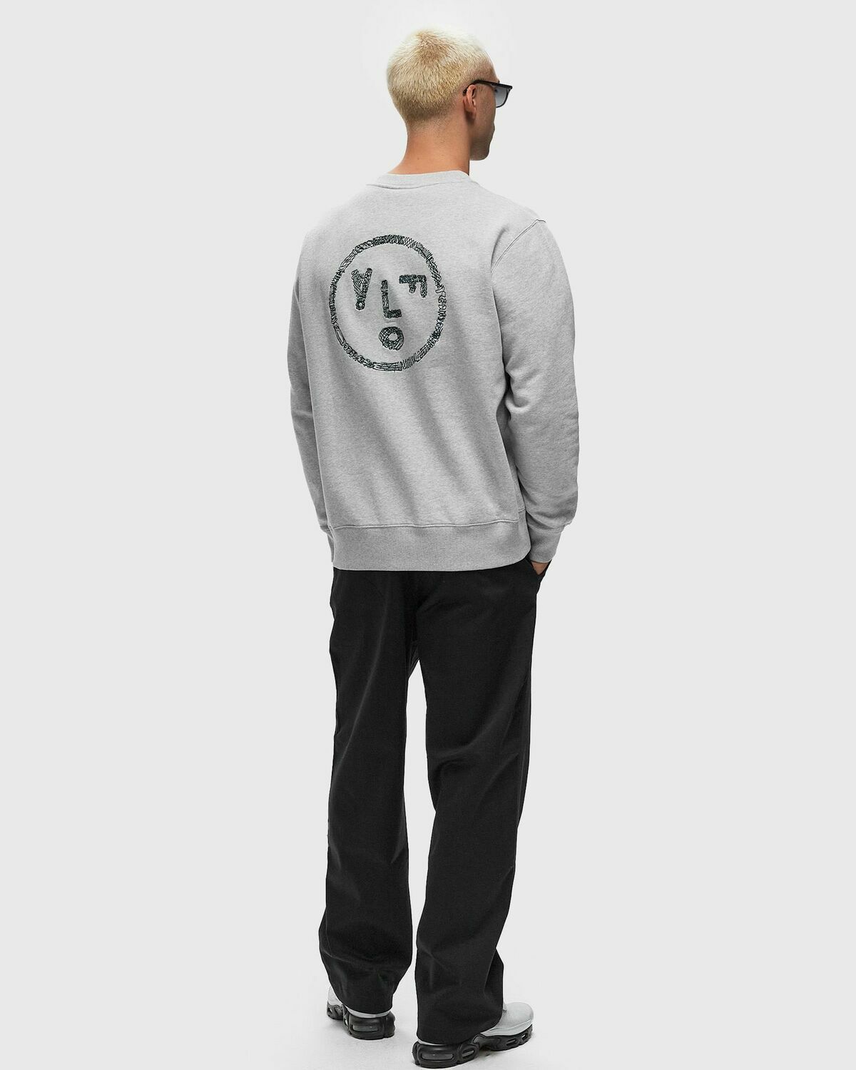 ølåf Scribble Face Crewneck Grey Sweatshirts