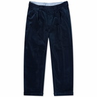 Beams Plus Men's 2 Pleat Corduroy Pant in Navy