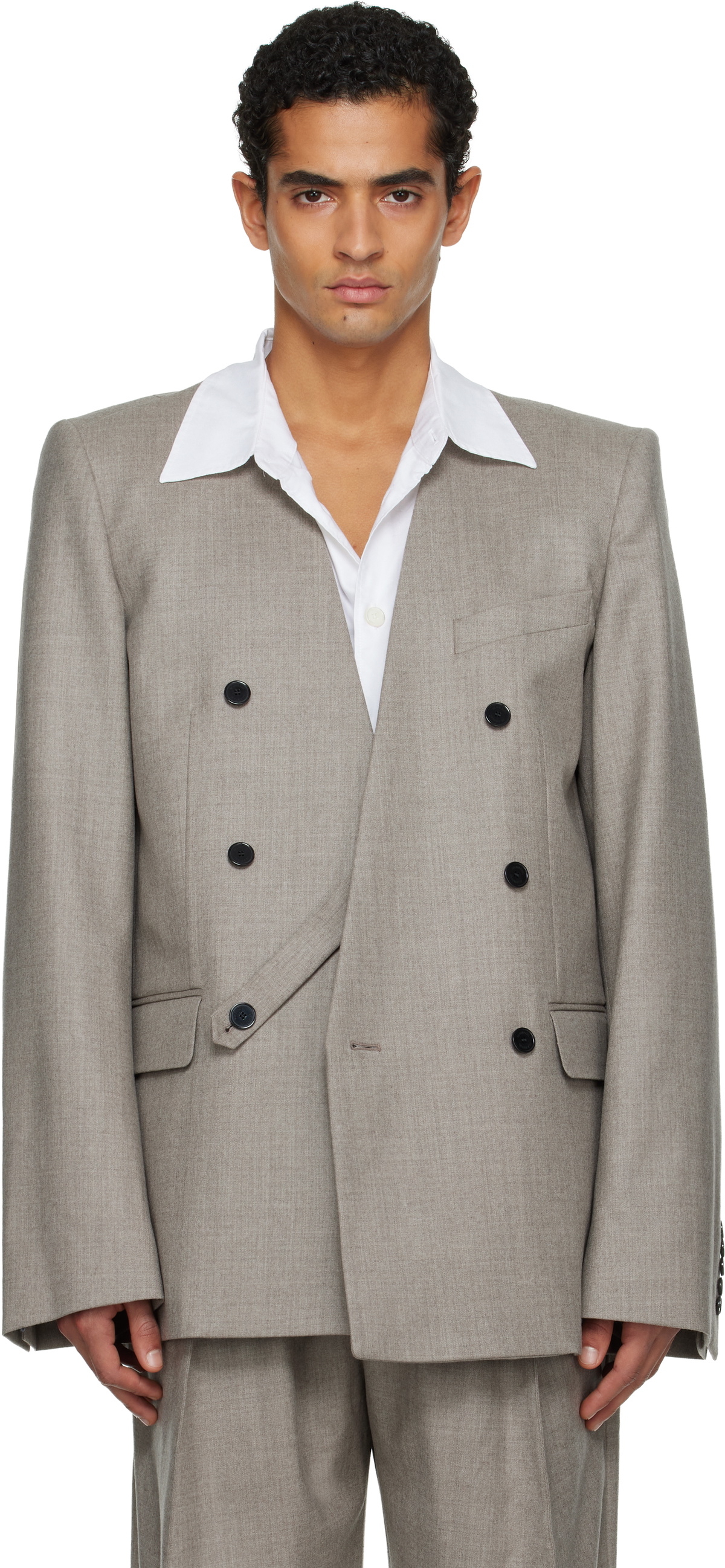 ALAINPAUL Taupe Minimalist Tailored Blazer