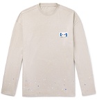 Ader Error - Oversized Logo-Appliquéd Paint-Splattered Cotton-Jersey T-Shirt - Gray