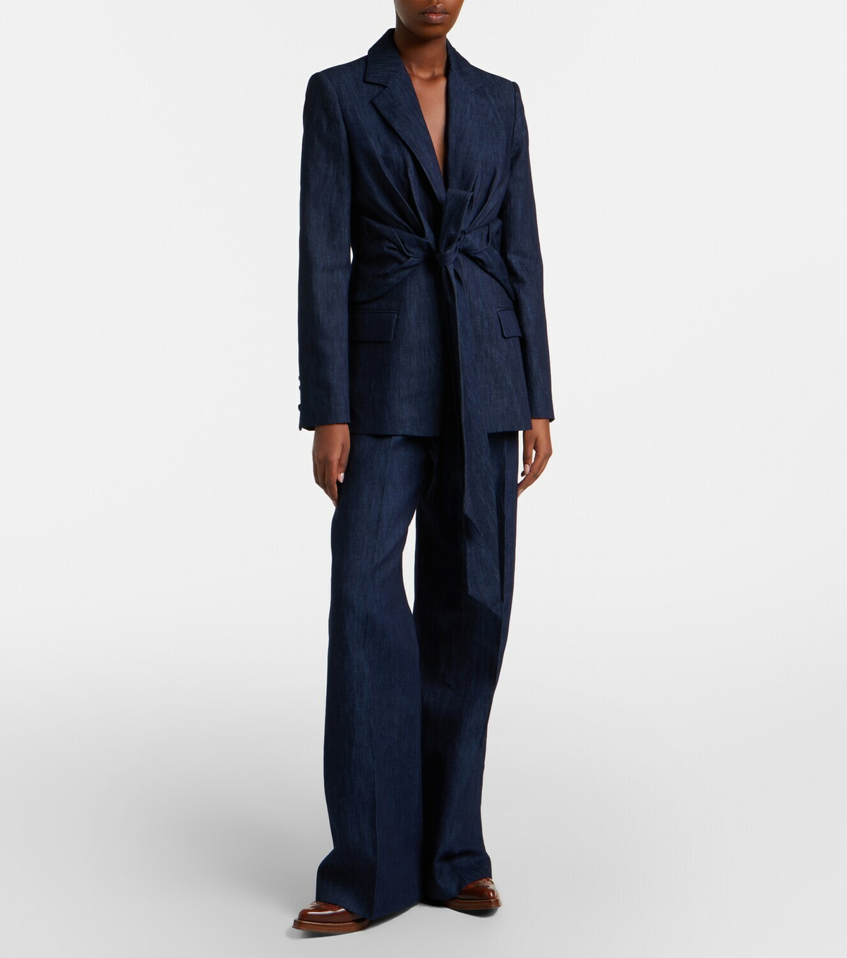Gabriela Hearst Norman belted denim wide-leg pants