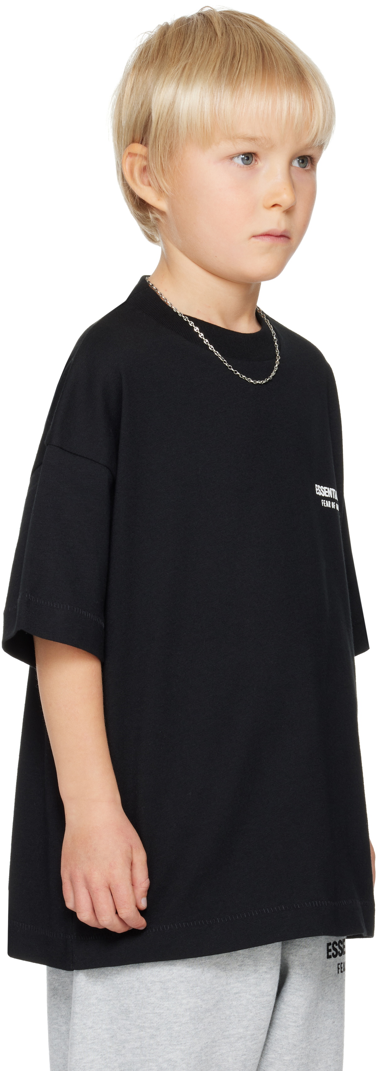 Fear of God ESSENTIALS Kids Black Jersey Crewneck T-shirt