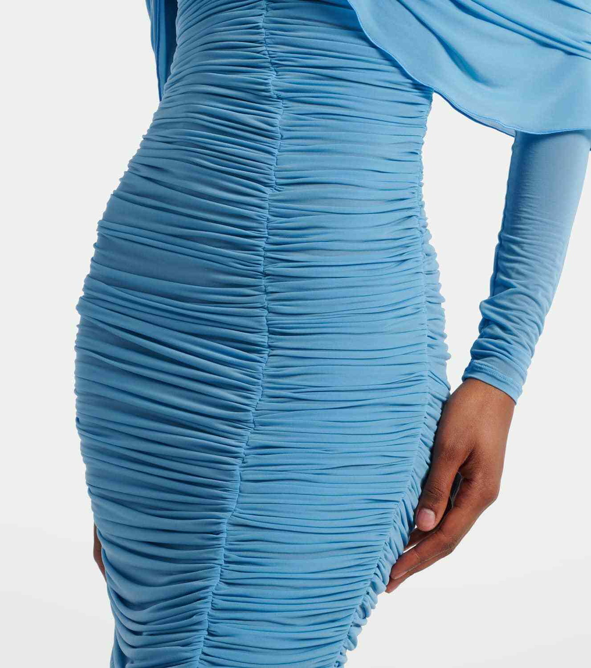 Magda Butrym Floral-appliqué ruched caped midi dress