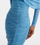 Magda Butrym Floral-appliqué ruched caped midi dress