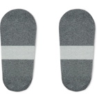 N/A - Striped Cotton-Blend No-Show Socks - Gray