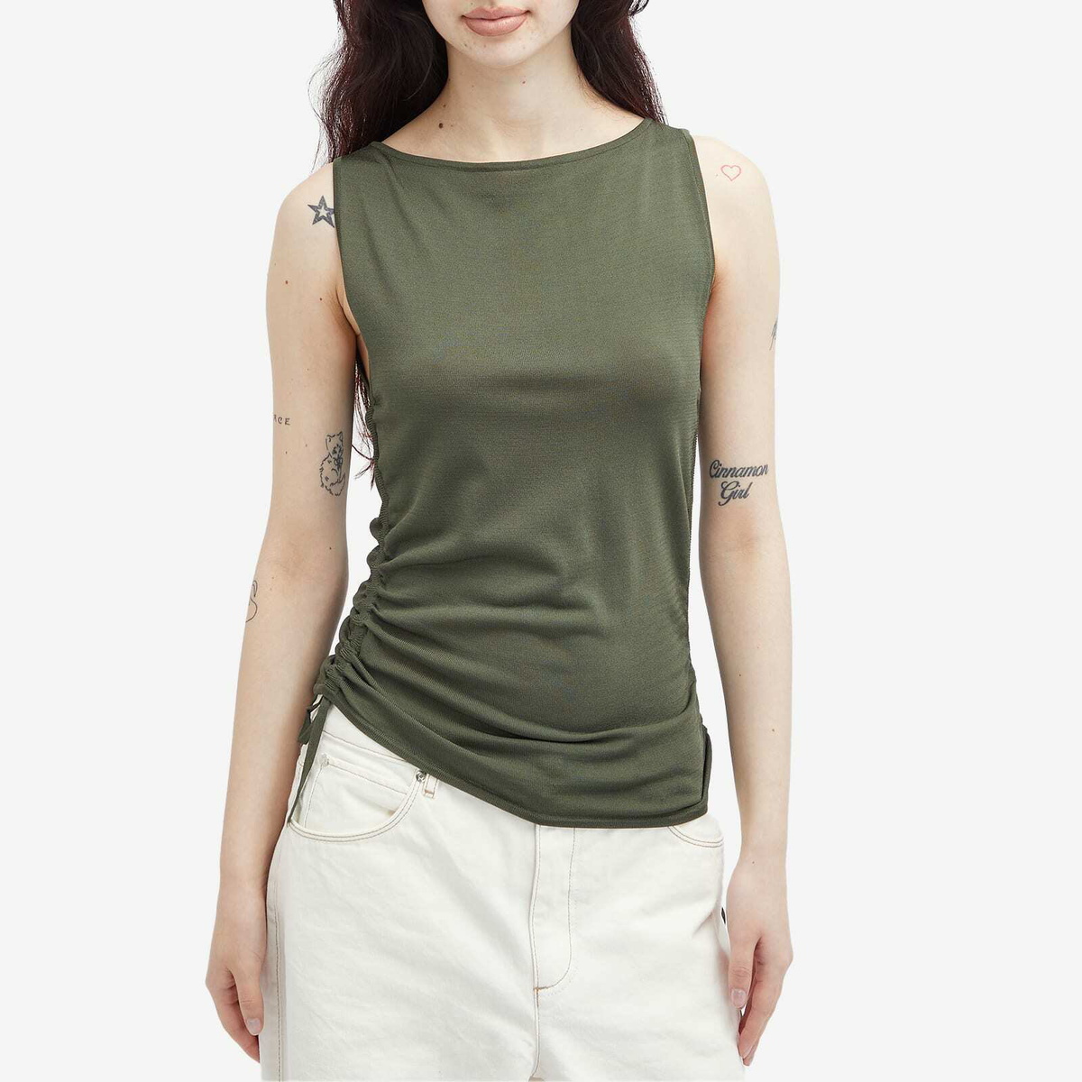 SIR. Women's Yoland Ruched Tank Top in Khaki