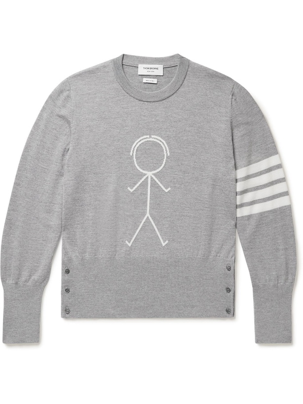 Photo: Thom Browne - Mr. Thom Icon Slim-Fit Intarsia Merino Wool Sweater - Gray