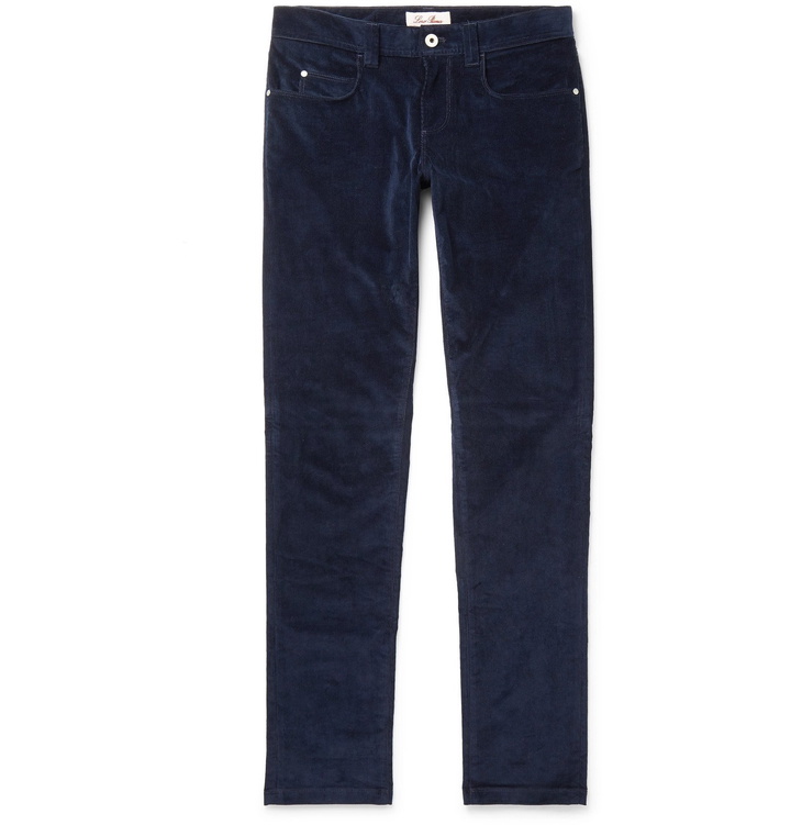 Photo: Loro Piana - Slim-Fit Stretch-Cotton Corduroy Trousers - Blue