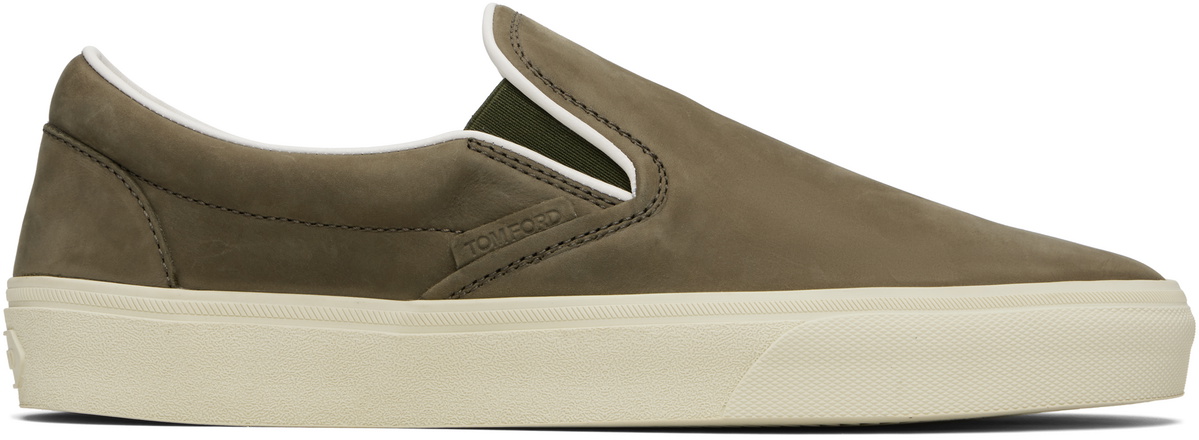 TOM FORD Khaki Nubuck Jude Slip On Sneakers