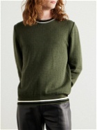 Balmain - Monogrammed Merino Wool-Blend Sweater - Green
