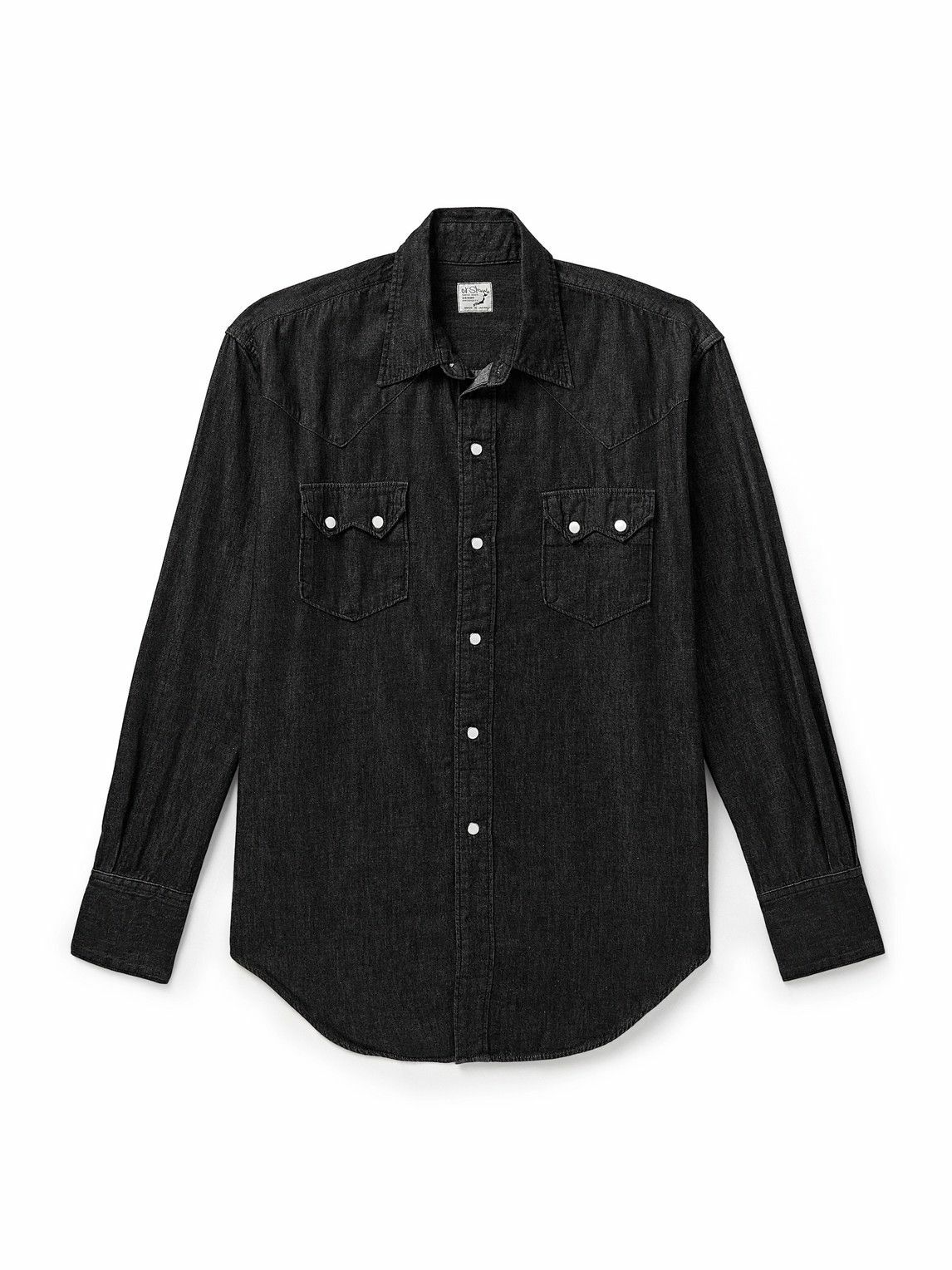 OrSlow - Cotton-Chambray Western Shirt - Black