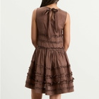 Damson Madder Women's Reed Drop Waist Ruffle Midi Dress in Choc