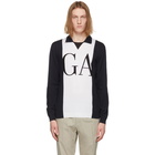 Giorgio Armani Navy and White Intarsia Logo Long Sleeve Polo