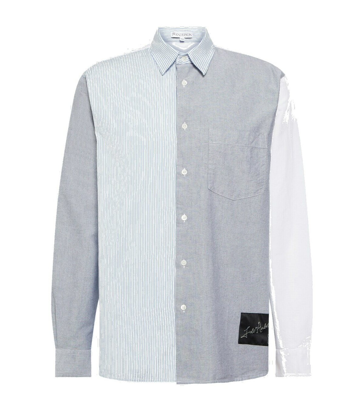 シャツ J W ANDERSON Classic Fit Patchwork Shirt Light Blue Off Whit JW Anderson Men's Classic Fit Patchwork Shirt in Light Blue