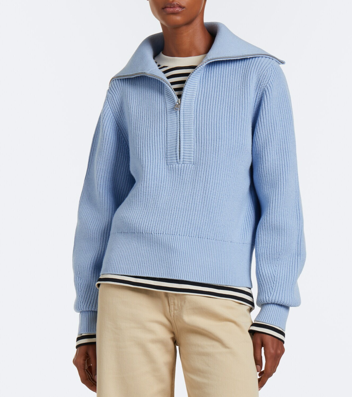 Varley Maura ribbed-knit half-zip sweater