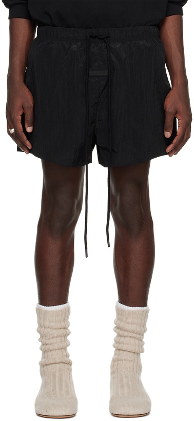 Photo: Fear of God ESSENTIALS Black Drawstring Shorts