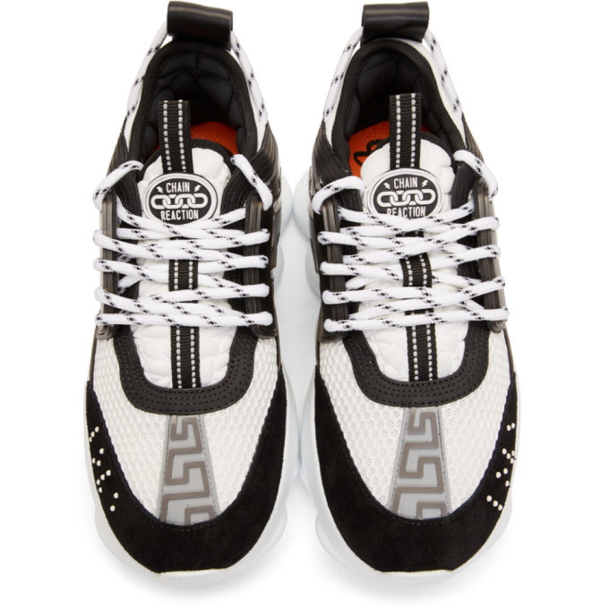 YOUNG VERSACE: Chain reaction Versace Young sneakers in leather and mesh -  Black