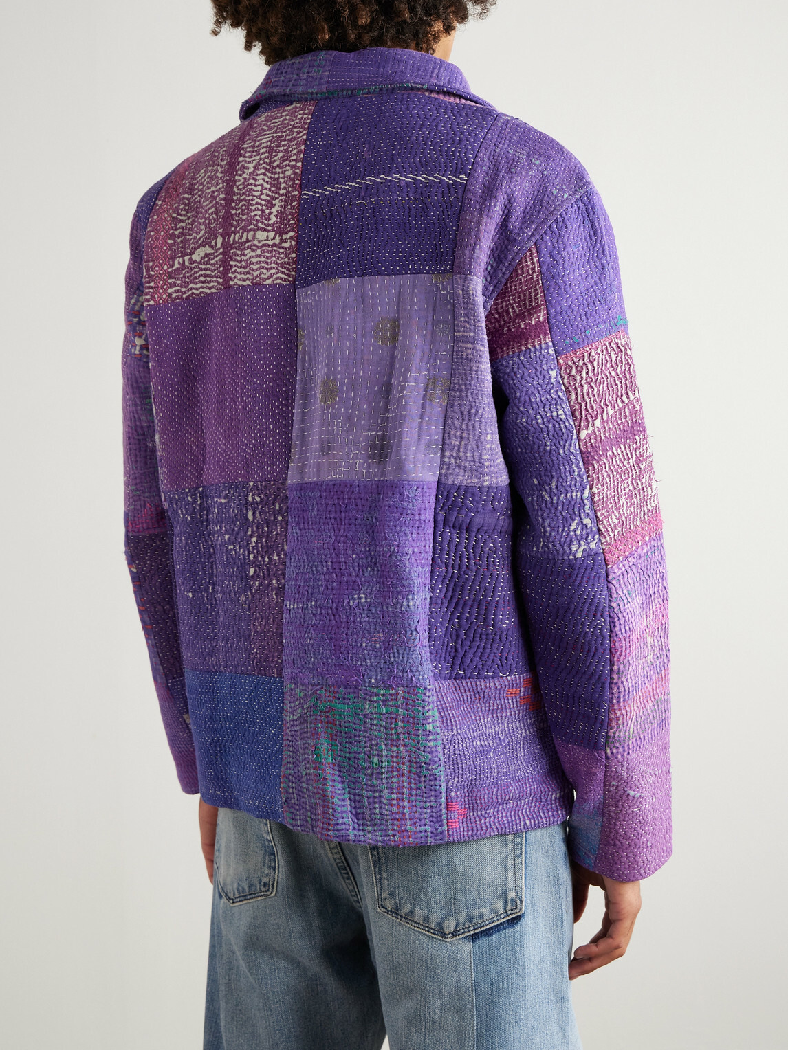 Kartik Research - Patchworked Kantha Cotton Jacket - Purple