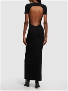PALM ANGELS Open Back Ribbed Cotton Long Dress