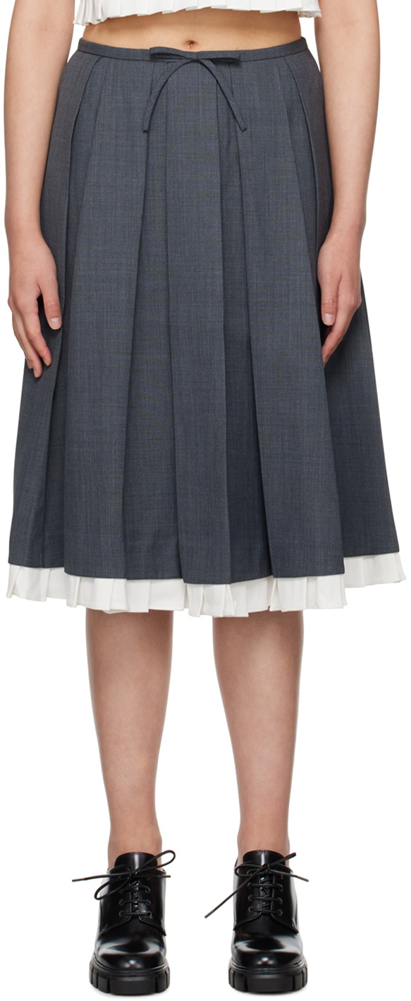 Shushu/Tong Gray Pleated Maxi Skirt
