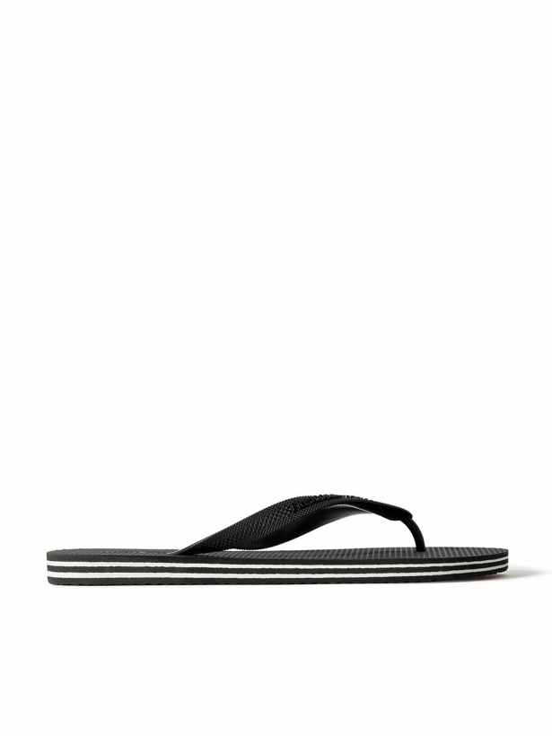 Photo: Frescobol Carioca - Fabio Logo-Embossed Rubber Flip Flops - Black