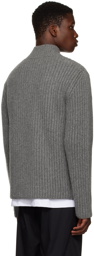 We11done Gray Funnel Neck Cardigan