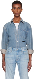 Helmut Lang Blue Curved Classic Denim Shirt