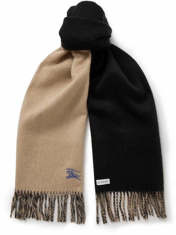Photo: Burberry - Reversible Logo-Embroidered Fringed Cashmere Scarf