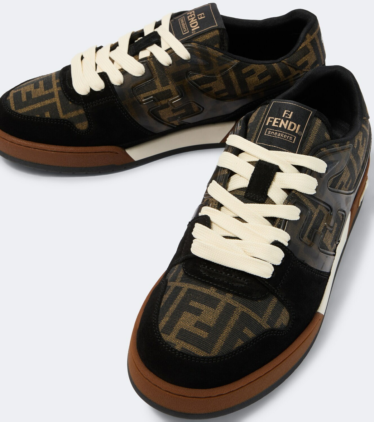 Fendi Fendi Match FF Zucca suede-trimmed sneakers