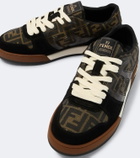 Fendi Fendi Match FF Zucca suede-trimmed sneakers