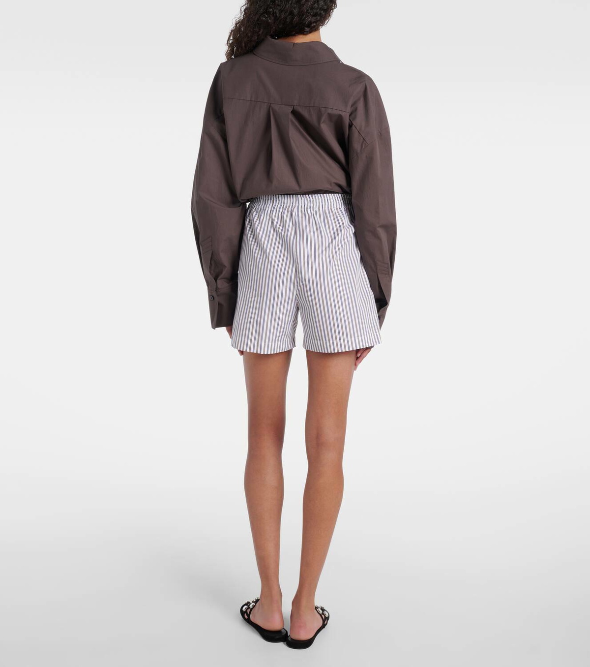 The Attico Striped cotton shorts