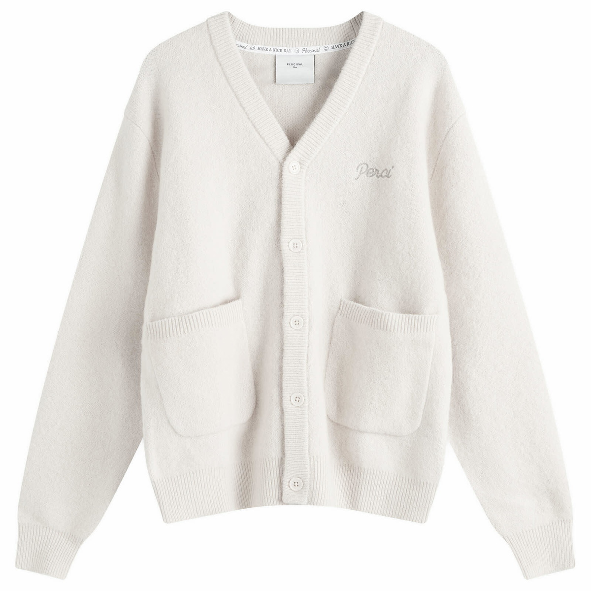 Percival Men's White Glove Mohair Cardigan in Neutrals