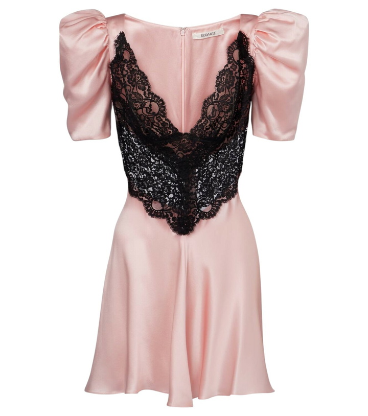 Photo: Rodarte Lace-trimmed silk charmeuse minidress