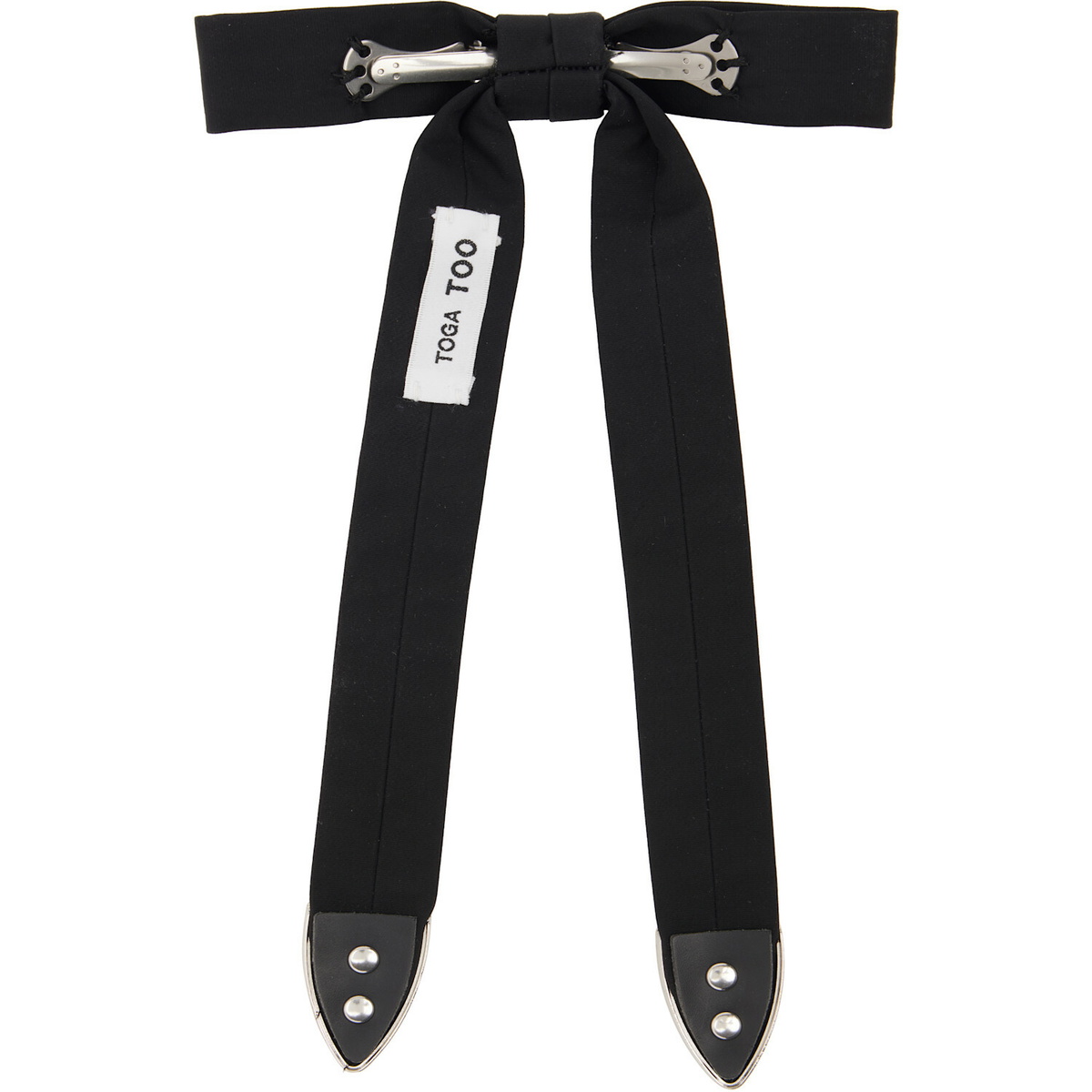 Toga Pulla Black Ribbon Metal Bow Tie