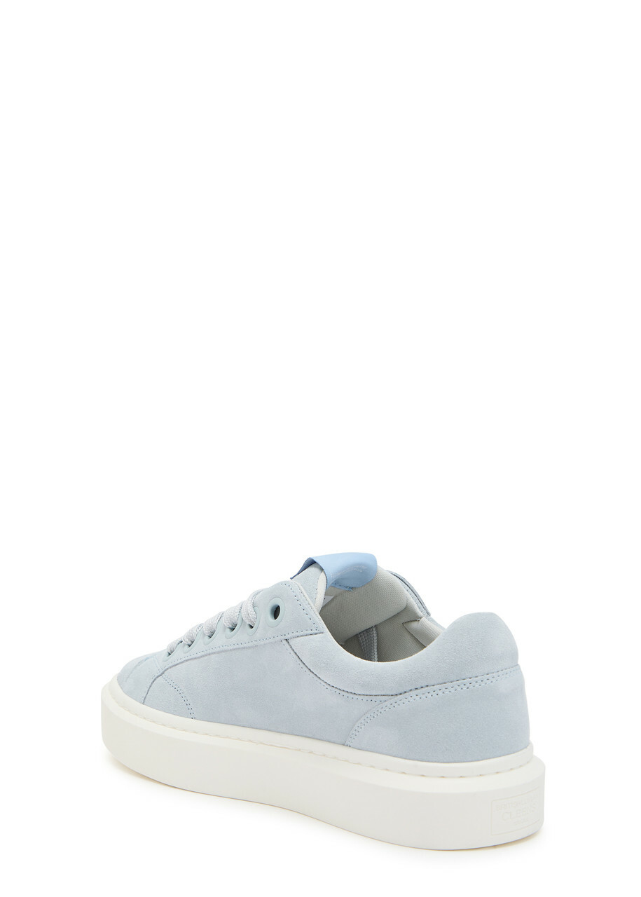 Cleens Ace Chevron-knit Suede Sneakers Blue