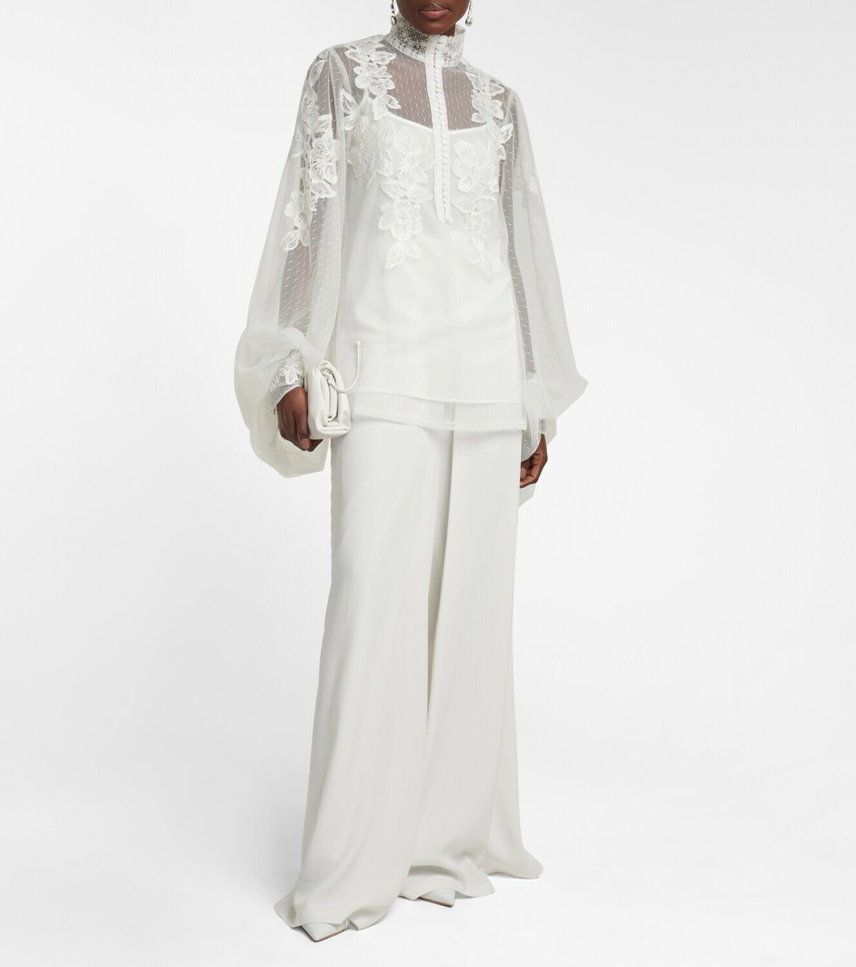 Costarellos Bridal Georgia polka-dot tulle shirt