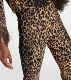 Valentino Feather-trimmed leopard-print flared pants