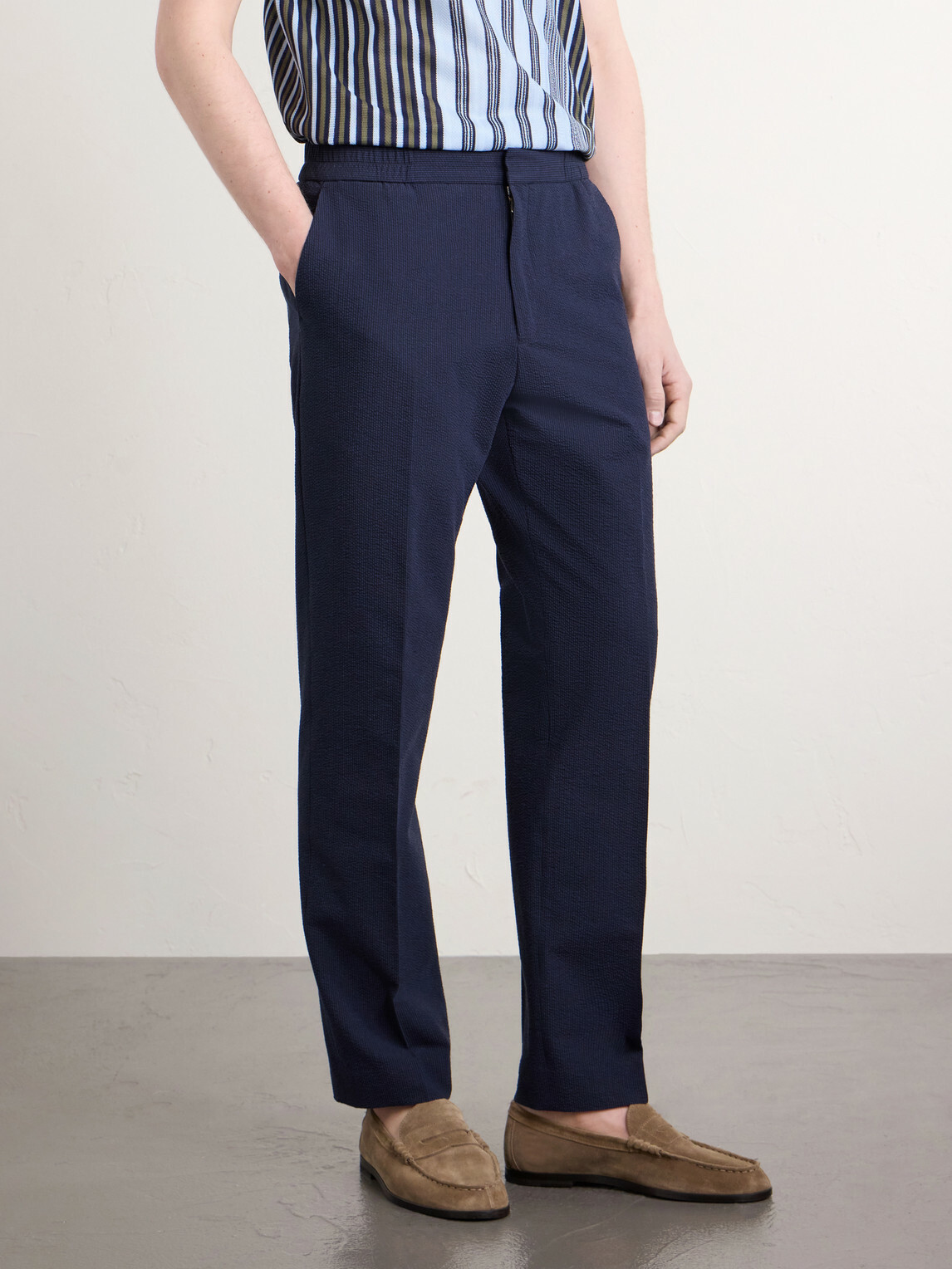 Paul Smith - Straight-Leg Cotton-Blend Seersucker Trousers - Blue