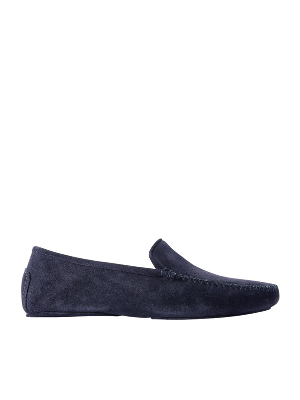 Photo: Thom Sweeney - Suede Slippers - Blue