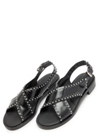 Church's Remi Stud-embellished Glossed Leather Sandals Black