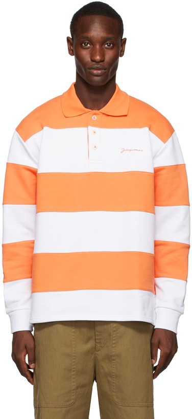 Photo: Jacquemus Orange & White 'Le Polo Rayures' Polo