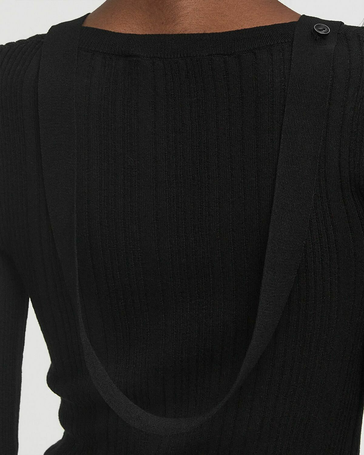 ØLÅF ADJUSTABLE TIE KNIT TOP Black Womens Longsleefe