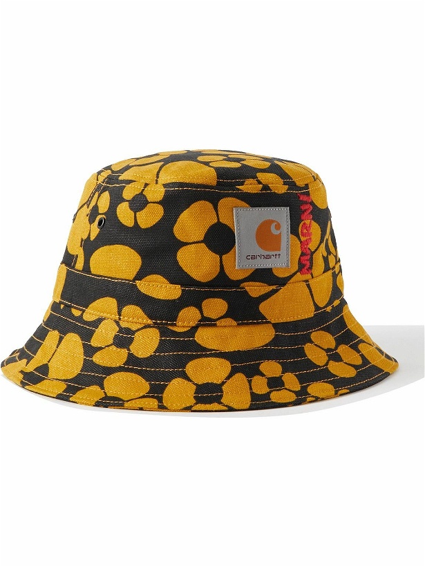 Photo: Marni - Carhartt WIP Logo-Detailed Floral-Print Cotton-Canvas Bucket Hat