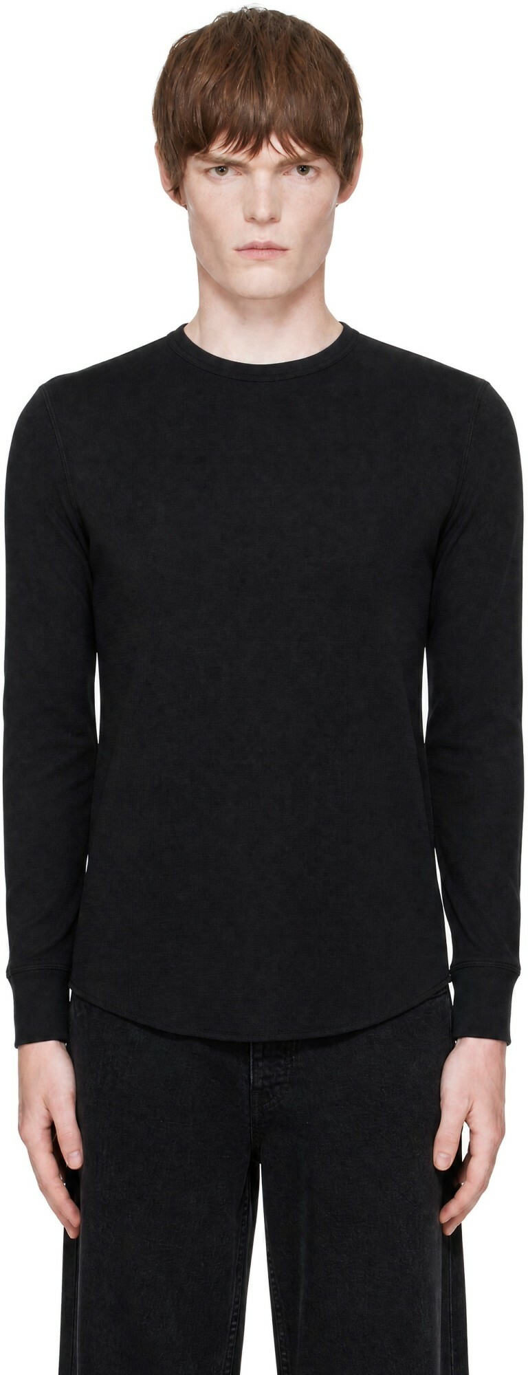 Sunflower Black Wool Waffle Long Sleeve T-shirt