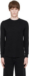 Sunflower Black Wool Waffle Long Sleeve T-shirt