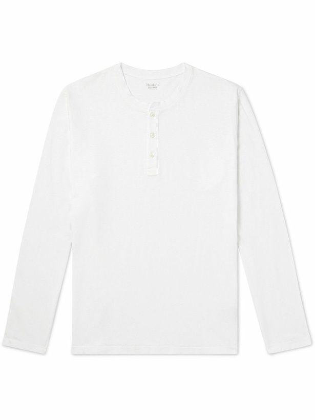 Photo: Hartford - Garment-Dyed Cotton-Jersey Henley T-Shirt - White