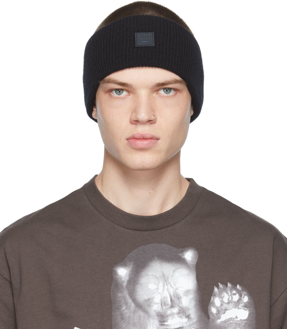 Acne Studios Black Knit Logo Headband Acne Studios